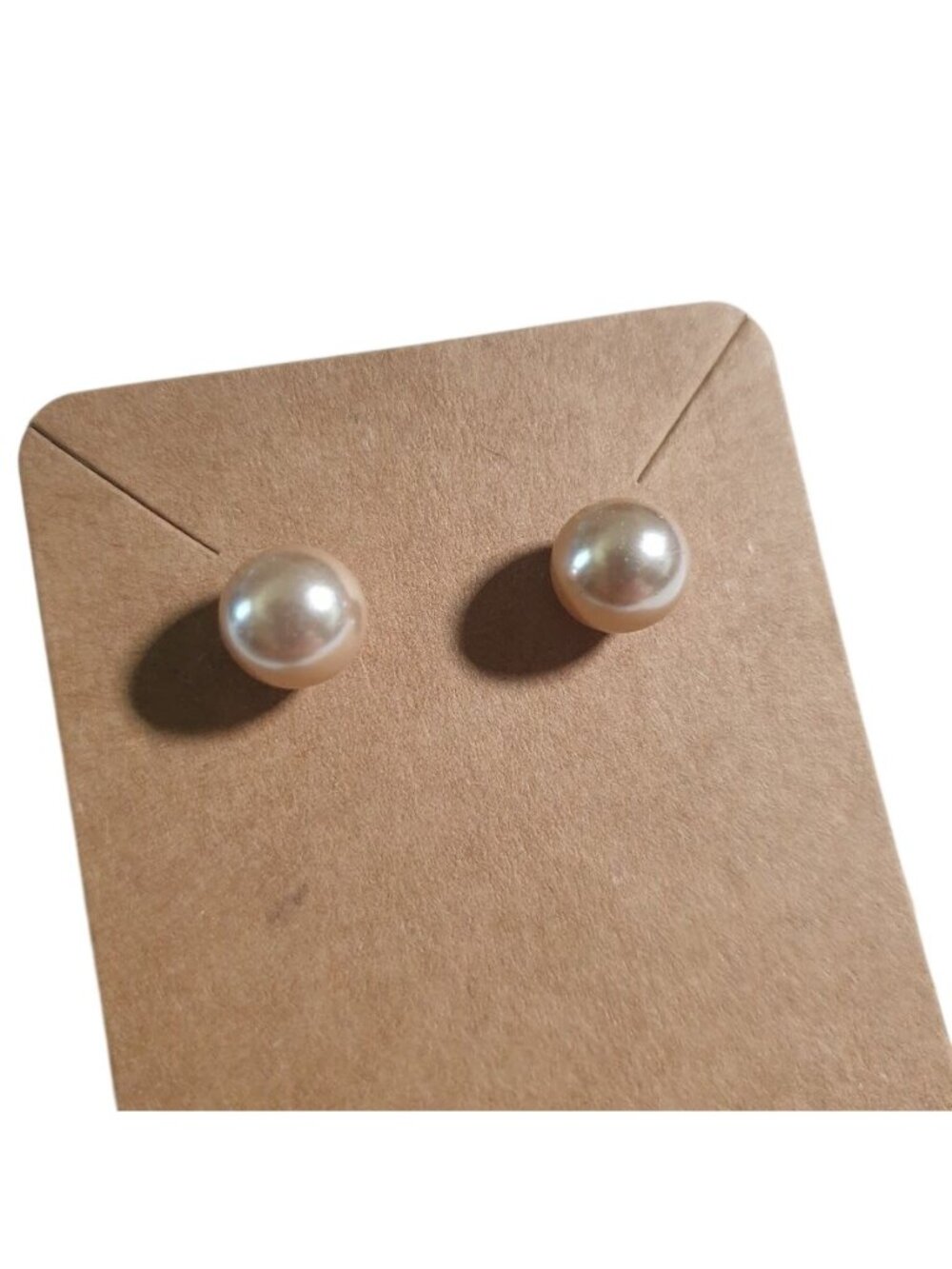 Round Cream Pearl Stud Earrings Classic Jewelry Polished Finish Chic Style Gift